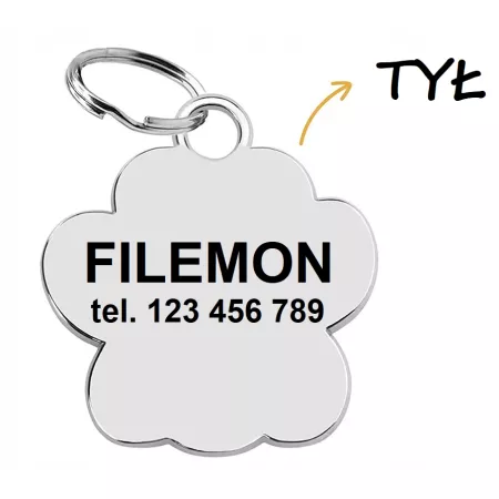 IDENTYFIKATOR ADRESÓWKA ZAWIESZKA DLA PSA KOTA ŁAPKA GRAWER WŁASNY NAPIS