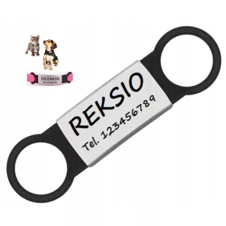 ZAWIESZKA ADRESÓWKA IDENTYFIKATOR imię KOTA PSA GRAWER na obrożę SREBRNA