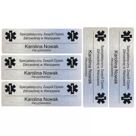 5 IDENTYFIKATORÓW IDENTYFIKATOR PERSONALNY Zapinka Magnes Grawer ZESTAW