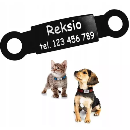 ZAWIESZKA ADRESÓWKA IDENTYFIKATOR DLA KOTA PSA GRAWER na obrożę CZARNA