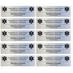 10 IDENTYFIKATORÓW IDENTYFIKATOR PERSONALNY Zapinka Magnes Grawer ZESTAW