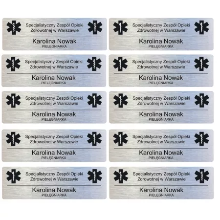 10 IDENTYFIKATORÓW IDENTYFIKATOR PERSONALNY Zapinka Magnes Grawer ZESTAW