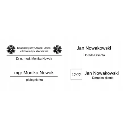 10 IDENTYFIKATORÓW IDENTYFIKATOR PERSONALNY Zapinka Magnes Grawer ZESTAW