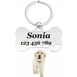 IDENTYFIKATOR ADRESÓWKA ZAWIESZKA DLA PSA KOŚĆ GRAWER WŁASNY NAPIS