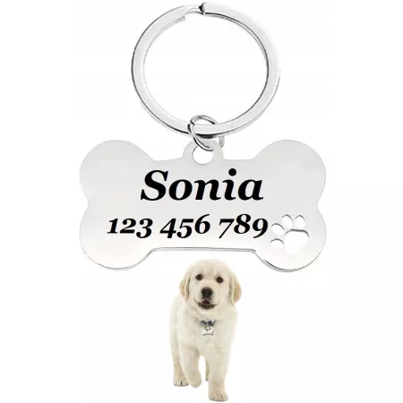 IDENTYFIKATOR ADRESÓWKA ZAWIESZKA DLA PSA KOŚĆ GRAWER WŁASNY NAPIS