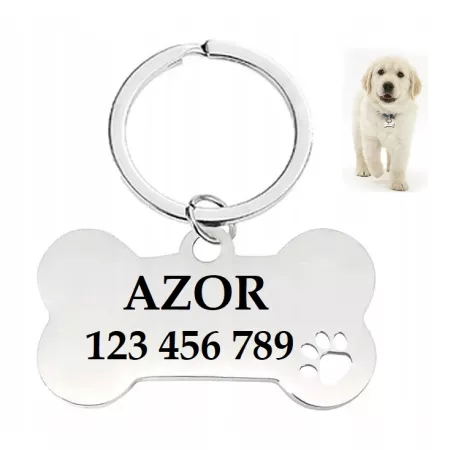 IDENTYFIKATOR ADRESÓWKA ZAWIESZKA DLA PSA KOŚĆ GRAWER WŁASNY NAPIS