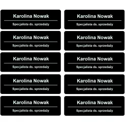 10 IDENTYFIKATORÓW IDENTYFIKATOR PERSONALNY Zapinka Magnes Grawer ZESTAW