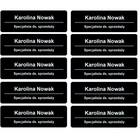 10 IDENTYFIKATORÓW IDENTYFIKATOR PERSONALNY Zapinka Magnes Grawer ZESTAW