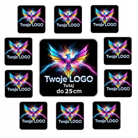 Zestaw 10+1 GRATIS Naprasowanka Grafika Logo Naklejka Własny Nadruk 25 cm