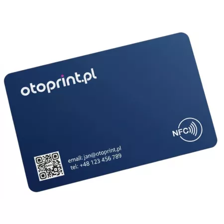 Wizytówka NFC kod QR jedna plastikowa karta trwała nowoczesna nadruk kolor